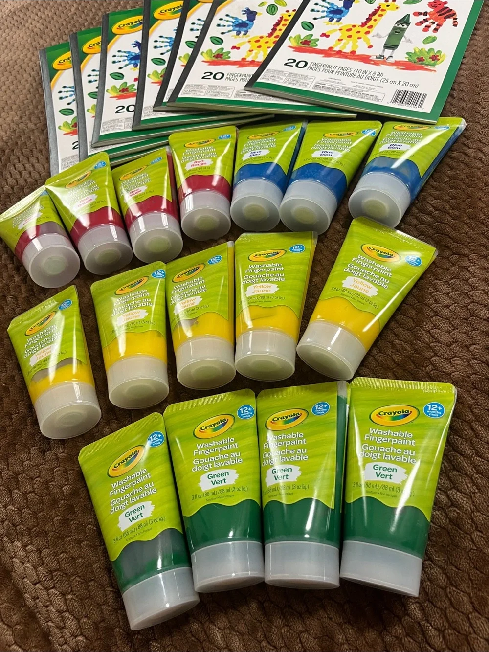 Crayola Washable Fingerpaint Tubes & Pads - Blue, Green, Yellow, Red